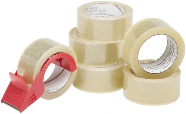 Ability One - 2" x 55 Yd Clear Hot Melt Adhesive Sealing Tape - Polypropylene Film Backing, 1.9 mil Thick - Exact Tooling