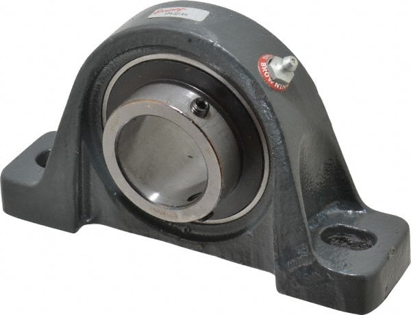 Browning - 1-11/16" ID, 7-3/8" OAL x 4-1/4" OAH Pillow Block Air Handling - 5,139 Lb Static Cap, 7,901 Lb Dyn Cap, 5-21/32" Btw Mnt Hole Ctrs, 2-1/8" Base-to-Ctr Ht, Cast Iron - Exact Tooling