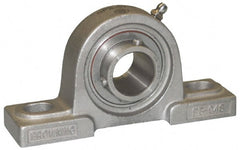 Browning - 1-7/16" ID, 6-9/16" OAL x 3-31/32" OAH Pillow Block - 3,493 Lb Static Cap, 5,782 Lb Dyn Cap, 5" Btw Mnt Hole Ctrs, 1-7/8" Base-to-Ctr Ht, Stainless Steel - Exact Tooling