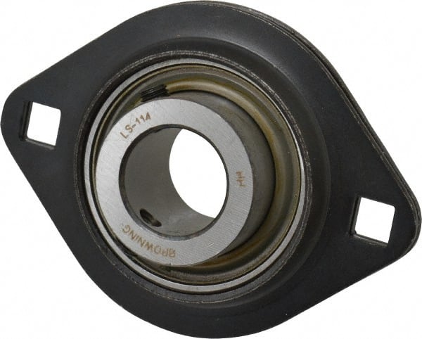 Browning - 7/8" ID, 3-3/4" OAL x 2-13/16" OAH 2-Bolt Flange - 1,651 Lb Static Cap, 2,801 Lb Dyn Cap, 3" Btw Mnt Hole Ctrs, 1-13/32" Base-to-Ctr Ht, Stamped Steel - Exact Tooling