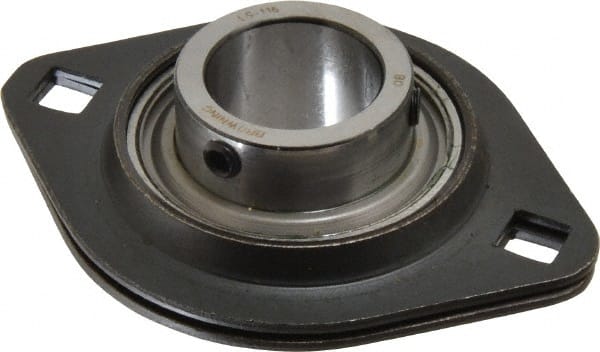 Browning - 1" ID, 3-3/4" OAL x 2-13/16" OAH 2-Bolt Flange - 1,651 Lb Static Cap, 2,801 Lb Dyn Cap, 3" Btw Mnt Hole Ctrs, 1-13/32" Base-to-Ctr Ht, Stamped Steel - Exact Tooling