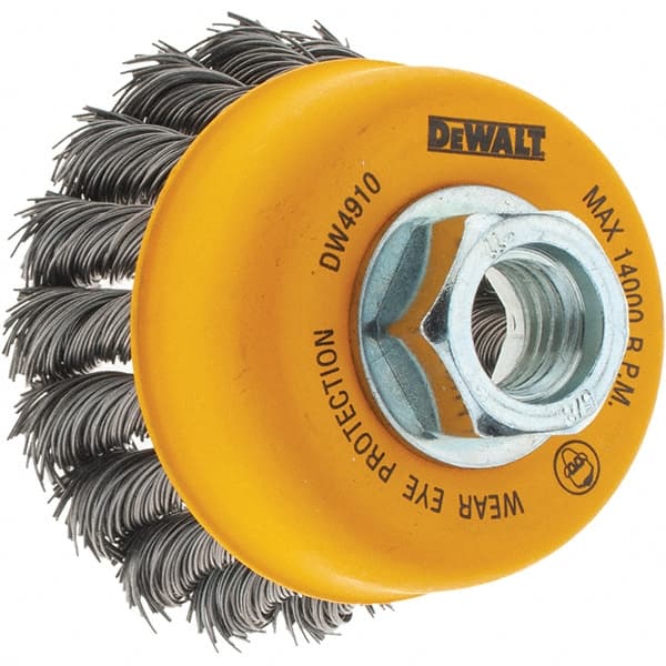DeWALT - 5/8-11 Threaded Arbor, Cup Brush - 0.02 Wire Diam - Exact Tooling
