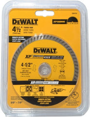 DeWALT - 4-1/2" Diam, 7/8" Arbor Hole Diam, Wet & Dry Cut Saw Blade - Diamond-Tipped, Standard Round Arbor - Exact Tooling