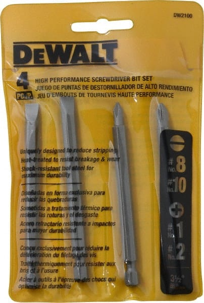 DeWALT - 4 Piece, Bit Set - Phillips, Slotted Point - Exact Tooling