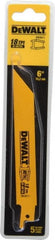 DeWALT - 6" Long x 3/4" Thick, Bi-Metal Reciprocating Saw Blade - Straight Profile, 18 TPI, Toothed Edge, Universal Shank - Exact Tooling