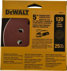 DeWALT - 5" Diam, 120 Grit, Aluminum Oxide Hook & Loop Disc - Fine Grade, Coated, Paper Backing, - Exact Tooling
