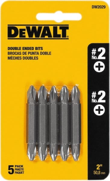 DeWALT - #2, Reversible Phillips Screwdriver Pack Standard Bit - 1/4" Drive, 2" OAL - Exact Tooling