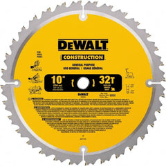 DeWALT - 10" Diam, 5/8" Arbor Hole Diam, 32 Tooth Wet & Dry Cut Saw Blade - Carbide-Tipped, General Purpose Action, Standard Round Arbor - Exact Tooling