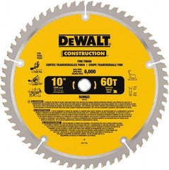 DeWALT - 10" Diam, 5/8" Arbor Hole Diam, 60 Tooth Wet & Dry Cut Saw Blade - Carbide-Tipped, Fine Finishing Action, Standard Round Arbor - Exact Tooling