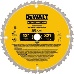 DeWALT - 12" Diam, 1" Arbor Hole Diam, 32 Tooth Wet & Dry Cut Saw Blade - Carbide-Tipped, General Purpose Action, Standard Round Arbor - Exact Tooling