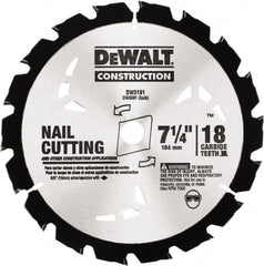 DeWALT - 7-1/4" Diam, 18 Tooth Wet & Dry Cut Saw Blade - Carbide-Tipped, Standard Round Arbor - Exact Tooling