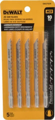 DeWALT - 4" Long, 10 Teeth per Inch, High Carbon Steel Jig Saw Blade - Toothed Edge, 1/4" Wide x 0.06" Thick, T-Shank - Exact Tooling