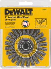 DeWALT - 4" OD, 5/8" Arbor Hole, Knotted Steel Wheel Brush - 4" Face Width, 1" Trim Length - Exact Tooling