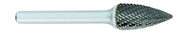 SG-2 -- 5/16 x 3/4 LOC x 1/4 Shank x 2 OAL Pointed Tree Carbide Medium Tough Cut Burr - Exact Tooling