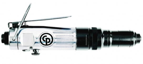 Chicago Pneumatic - 1/4" Bit Holder, 1,800 RPM, Inline Handle Air Screwdriver - 31 to 44 In/Lb Torque, 1/4 NPT Inlet, 4 CFM - Exact Tooling