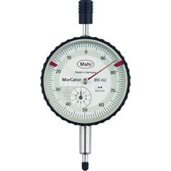 Mahr - Dial Drop Indicators; Maximum Measurement (Inch): 0.4 ; Maximum Measurement (mm): 10 ; Dial Graduation (mm): 0.0100 ; Dial Graduation (Decimal Inch): 0.000400 ; Dial Reading: 100-0 ; Dial Diameter (mm): 50.00 - Exact Tooling