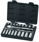 21 Piece - 3/8" Drive - 6 & 12 Point - Socket & Ratchet Set SAE - Exact Tooling