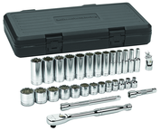 30 Piece - 3/8" Drive - 12 Point - Socket & Ratchet Set SAE - Exact Tooling