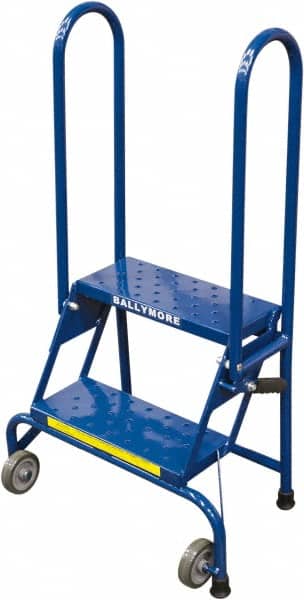 Ballymore - 32" 2 Step Ladder - Portable Folding Safety Ladder, 350 Lb Capacity, 20" Platform Height, 24" Base Width x 17" Base Depth, Perforated Tread - Exact Tooling