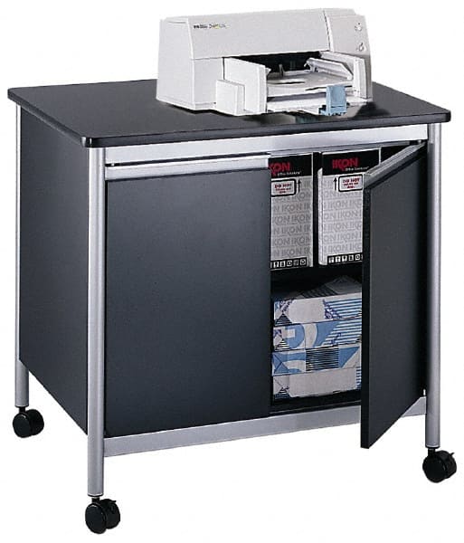 Safco - 200 Lb Capacity, 1 Shelf, 2 Door Mobile Machine Stand - 32" Wide x 24-1/2" Deep x 30-1/8" High, Steel, Black - Exact Tooling