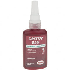 Loctite - 50 mL Bottle, Green, High Strength Liquid Retaining Compound - Series 640, 24 hr Full Cure Time - Exact Tooling