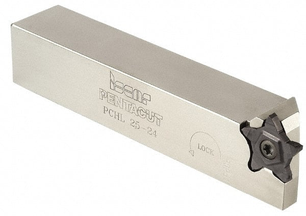 Iscar - 0.256" Max Depth of Cut, 0.5mm Min Groove Width, 120mm OAL, Right Hand Indexable Grooving Cutoff Toolholder - 20mm Shank Height x 20mm Shank Width, PENTA 24... Insert Style, PCH Toolholder Style, Series PentaCut - Exact Tooling