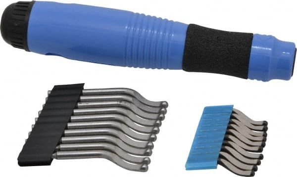 Noga - 21 Piece Cobalt, High Speed Steel Blade Hand Deburring Tool Set - S100;N1 Blades, For Holes, Straight Edge, Curved Edge - Exact Tooling