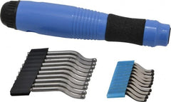 Noga - 21 Piece Cobalt, High Speed Steel Blade Hand Deburring Tool Set - S100;N1 Blades, For Holes, Straight Edge, Curved Edge - Exact Tooling