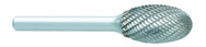 SE-6 -- 5/8 x 1 LOC x 1/4 Shank x 2 OAL Egg Shape Carbide Medium Tough Cut Burr - Exact Tooling