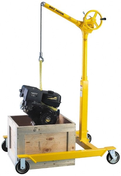 Sky Hook - 500 Lb Load Capacity, Steel Sky Hook Crane - Cherry Picker Mobil Base - Exact Tooling