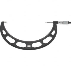Starrett - 8" to 9" Mechanical Satin Chrome Coated Blade Micrometer - 0.001" Graduation, 0.76mm Blade Thickness, Speeder Thimble - Exact Tooling