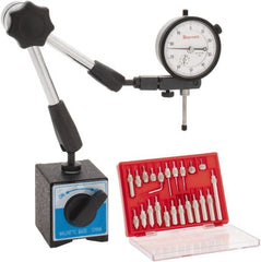 Starrett - 0.001" Graduation, 1" Max Meas, 0-100 Dial Reading, Dial Indicator & Base Kit - 2-1/4" Base Length x 2" Base Width x 2-1/8" Base Height - Exact Tooling