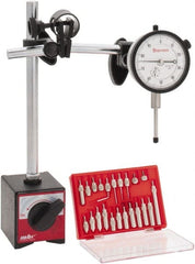 Starrett - 0.001" Graduation, 1" Max Meas, 0-100 Dial Reading, Dial Indicator & Base Kit - 0.001" Resolution, 63mm Base Length x 50mm Base Width x 55mm Base Height - Exact Tooling