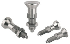 Gibraltar - M20x1.5, 25mm Thread Length, 10mm Plunger Diam, Lockout Knob Handle Indexing Plunger - Plunger Style D, 28mm Body Length, 74mm OAL, Stainless Steel - Exact Tooling