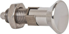 Gibraltar - M12x1.5, 17mm Thread Length, 6mm Plunger Diam, Lockout Knob Handle Indexing Plunger - Plunger Style D, 20mm Body Length, 51.7mm OAL, Stainless Steel - Exact Tooling