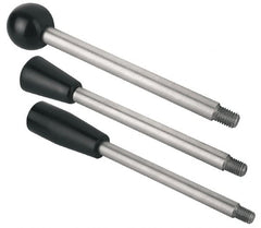 Gibraltar - M10x1.5 Stem, 1.18" Knob Diam, 0.47" Shaft Diam, Type C Gear Lever with Taper End - 0.59" Thread Length, 4.82" Handle Length, Stainless Steel Shaft, Phenolic Knob - Exact Tooling