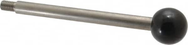 Gibraltar - 3/8-16 Stem, 1.26" Knob Diam, 3/8" Shaft Diam, Type A Gear Lever Arm with Ball Knob - 0.55" Thread Length, 6.06" Handle Length, Stainless Steel Shaft, Phenolic Knob - Exact Tooling