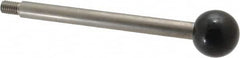 Gibraltar - 3/8-16 Stem, 1.26" Knob Diam, 3/8" Shaft Diam, Type A Gear Lever Arm with Ball Knob - 0.55" Thread Length, 6.06" Handle Length, Stainless Steel Shaft, Phenolic Knob - Exact Tooling