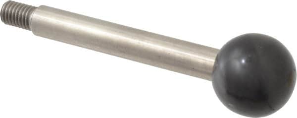 Gibraltar - M8x1.25 Stem, 0.98" Knob Diam, 0.39" Shaft Diam, Type A Gear Lever Arm with Ball Knob - 0.43" Thread Length, 3.4" Handle Length, Stainless Steel Shaft, Phenolic Knob - Exact Tooling