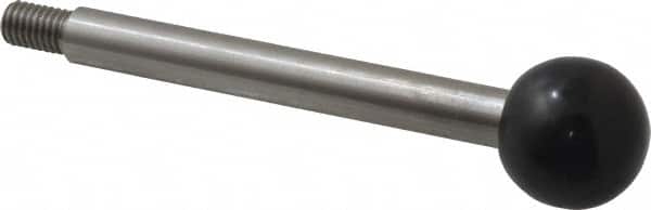 Gibraltar - M8x1.25 Stem, 0.98" Knob Diam, 0.39" Shaft Diam, Type A Gear Lever Arm with Ball Knob - 0.43" Thread Length, 4.04" Handle Length, Stainless Steel Shaft, Phenolic Knob - Exact Tooling