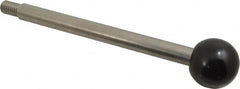 Gibraltar - M10x1.5 Stem, 1.26" Knob Diam, 0.47" Shaft Diam, Type A Gear Lever Arm with Ball Knob - 0.55" Thread Length, 6.06" Handle Length, Stainless Steel Shaft, Phenolic Knob - Exact Tooling