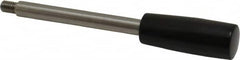 Gibraltar - M6x1 Stem, 0.71" Knob Diam, 0.32" Shaft Diam, Type E Gear Lever Arm with Cylindrical Knob - 0.35" Thread Length, 4.33" Handle Length, Stainless Steel Shaft, Phenolic Knob - Exact Tooling