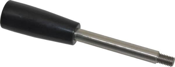 Gibraltar - M8x1.25 Stem, 0.83" Knob Diam, 0.39" Shaft Diam, Type E Gear Lever Arm with Cylindrical Knob - 0.43" Thread Length, 4.33" Handle Length, Stainless Steel Shaft, Phenolic Knob - Exact Tooling
