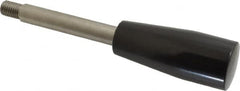 Gibraltar - M10x1.5 Stem, 0.91" Knob Diam, 0.47" Shaft Diam, Type E Gear Lever Arm with Cylindrical Knob - 0.55" Thread Length, 5.31" Handle Length, Stainless Steel Shaft, Phenolic Knob - Exact Tooling