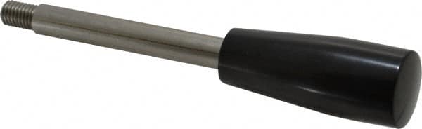 Gibraltar - M10x1.5 Stem, 0.91" Knob Diam, 0.47" Shaft Diam, Type E Gear Lever Arm with Cylindrical Knob - 0.55" Thread Length, 5.91" Handle Length, Stainless Steel Shaft, Phenolic Knob - Exact Tooling