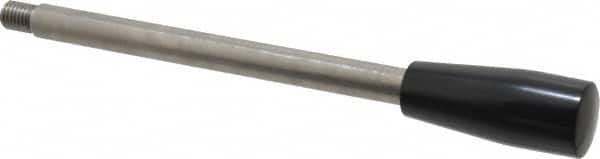 Gibraltar - M12x1.75 Stem, 1.02" Knob Diam, 0.55" Shaft Diam, Type E Gear Lever Arm with Cylindrical Knob - 0.63" Thread Length, 9.06" Handle Length, Stainless Steel Shaft, Phenolic Knob - Exact Tooling