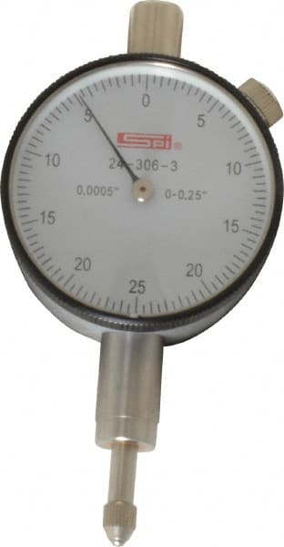 SPI - 0.25 Inch Range, 0-25-0 Dial Reading, 0.0005 Inch Graduation Dial Drop Indicator - Exact Tooling