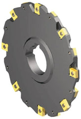Kennametal - Arbor Hole Connection, 3/8" Cutting Width, 0.966" Depth of Cut, 4" Cutter Diam, 1-1/4" Hole Diam, 9 Tooth Indexable Slotting Cutter - 90° LN Toolholder, LNE 1245... Insert - Exact Tooling