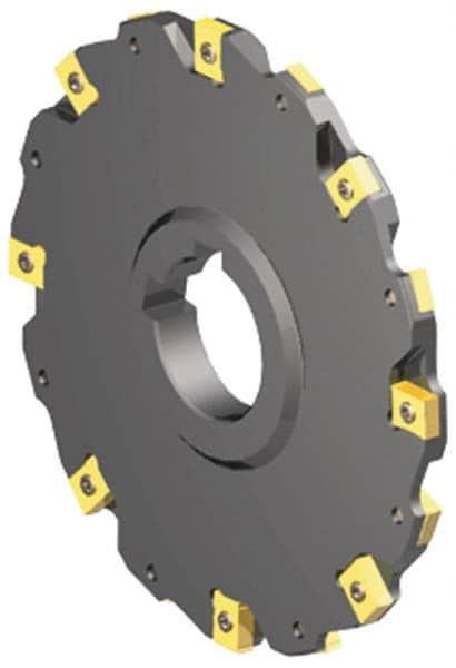 Kennametal - Arbor Hole Connection, 1/2" Cutting Width, 1.56" Depth of Cut, 5" Cutter Diam, 1-1/4" Hole Diam, 12 Tooth Indexable Slotting Cutter - 90° LN Toolholder, LNE 1255... Insert - Exact Tooling
