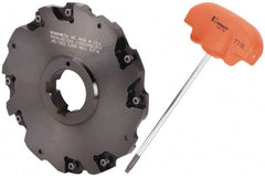Kennametal - Arbor Hole Connection, 3/8" Cutting Width, 1.466" Depth of Cut, 5" Cutter Diam, 1-1/4" Hole Diam, 4 Tooth Indexable Slotting Cutter - 90° LN Toolholder, LNE 1245... Insert - Exact Tooling